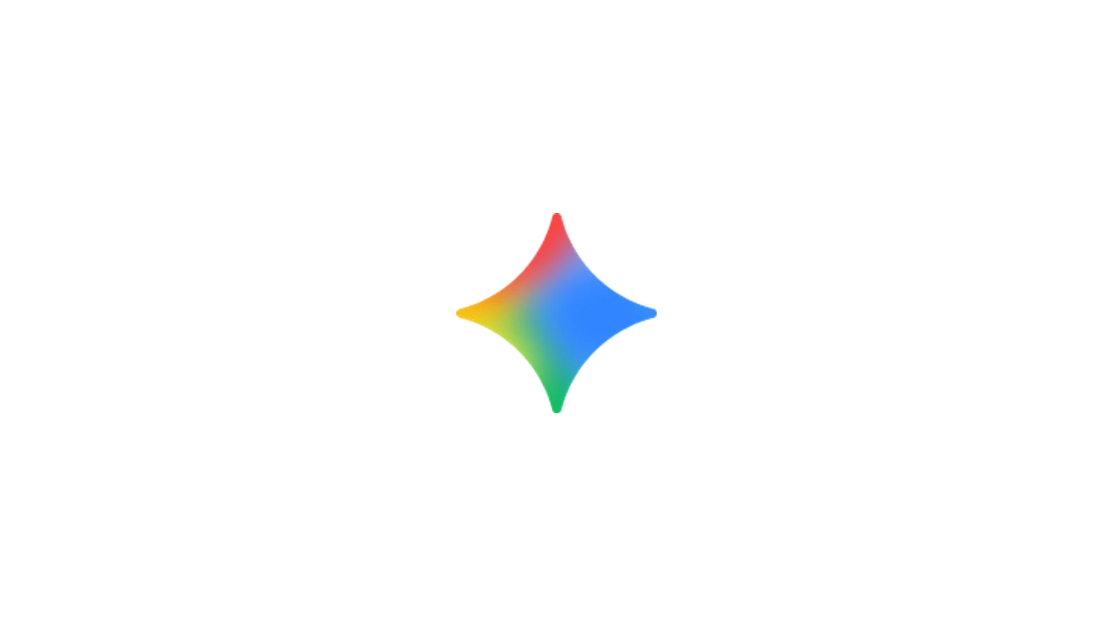 Logotipo de Gemini, un destello de cuatro puntas con degradado de rojo, amarillo, verde y azul, centrado sobre un fondo blanco.